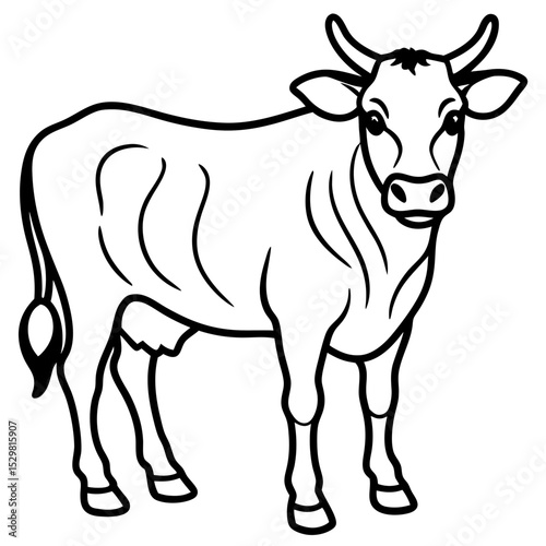 Minimalist Cattle Vector on White Background