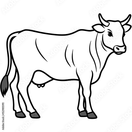 Minimalist Cattle Vector on White Background