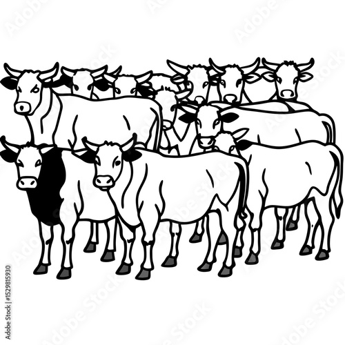 Minimalist Cattle Vector on White Background