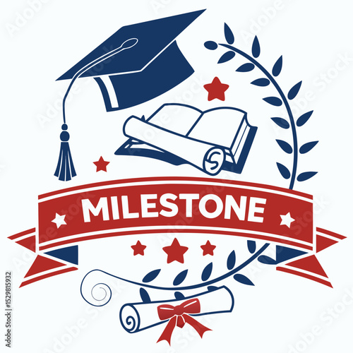 Graduation milestone achievement celebration success diploma degree cap book