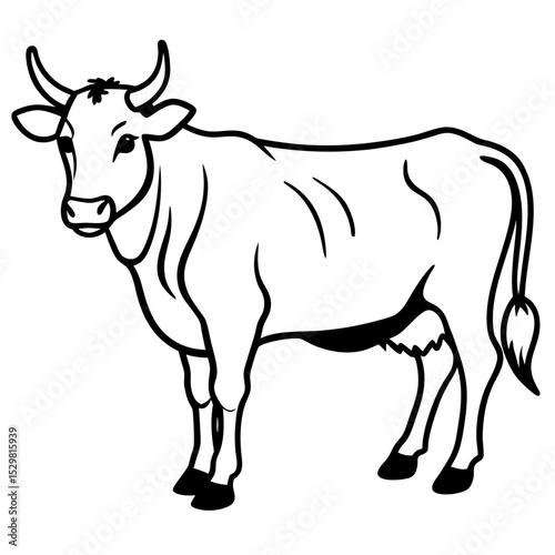 Minimalist Cattle Vector on White Background