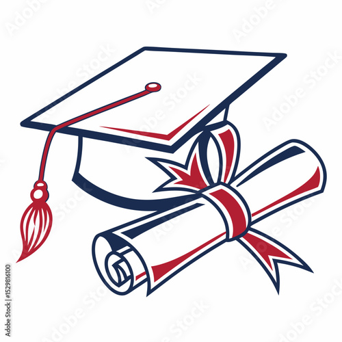 Graduation cap and diploma illustration academic achievement success education