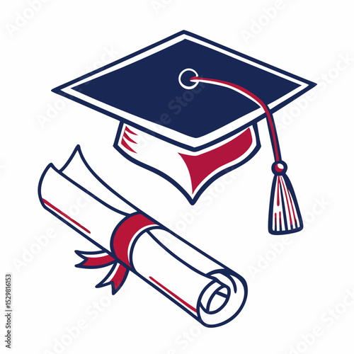Graduation cap and diploma illustration academic achievement success education ceremony