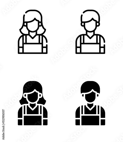 Icon man and woman seller on white background vector Vector line icon profession
