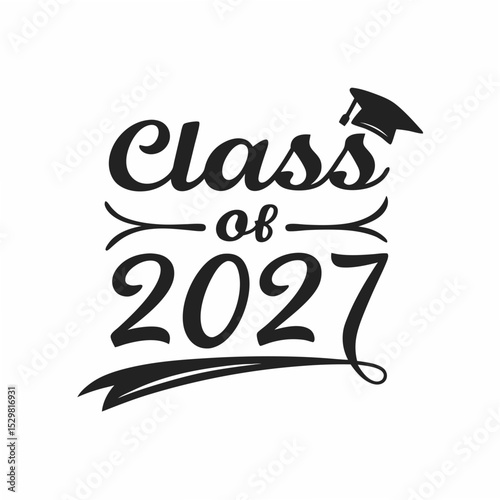 Class of 2027 graduation design element png transparent background