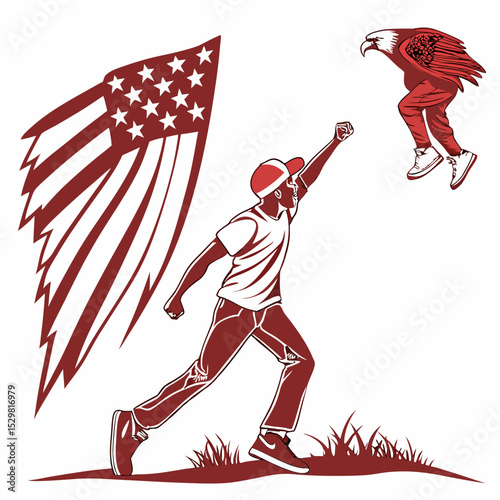 Man reaching for american eagle patriotism freedom