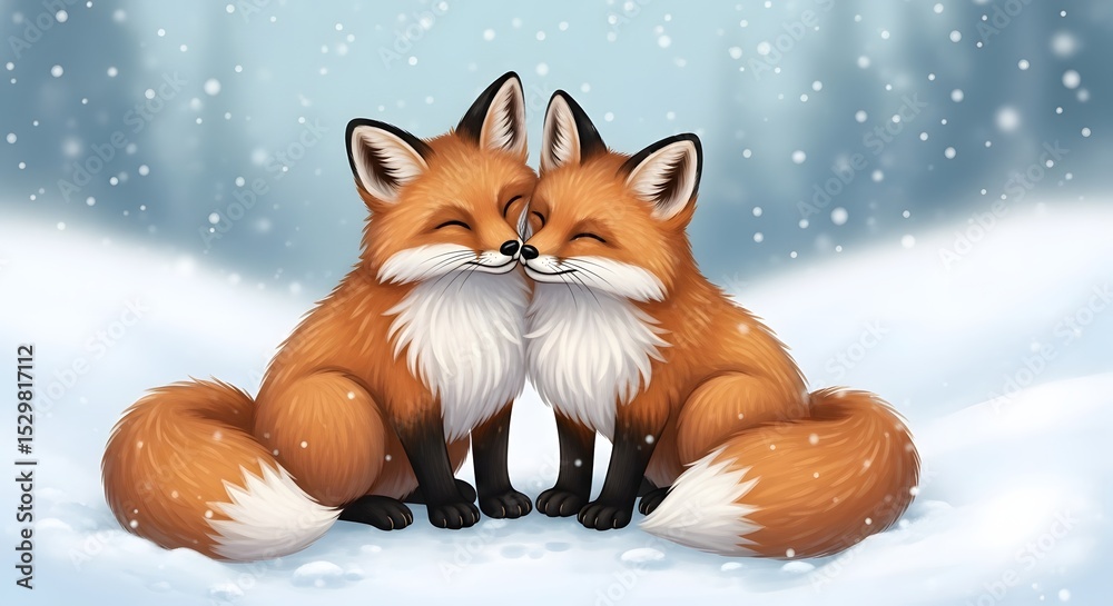 Obraz premium Cartoon fox character smiling front view