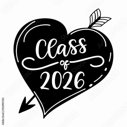Class of 2026 graduation heart arrow design