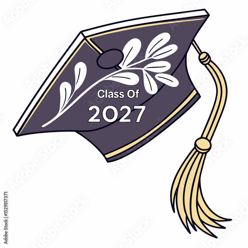 Class of 2027 graduation cap design illustration
