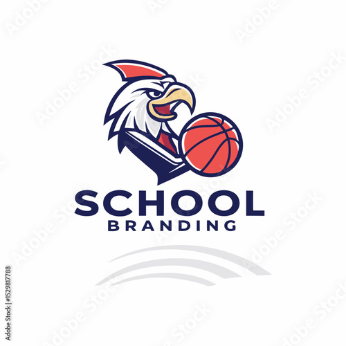 School mascot logo design eagle basketball branding