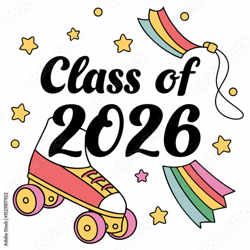 Class of 2026 retro roller skate graduation design