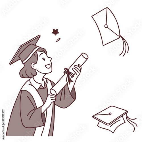 Happy graduate student celebrating graduation holding diploma
