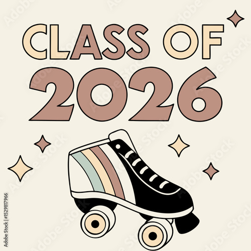 Class of 2026 retro roller skate graduation design