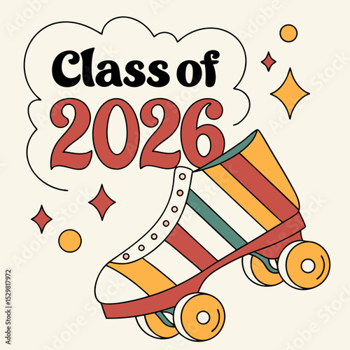 Class of 2026 retro roller skate graduation design