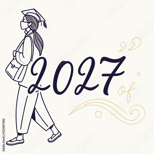 Graduate 2027 class of 2027 walking woman mask