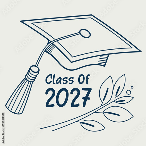 Class of 2027 graduation cap outline design