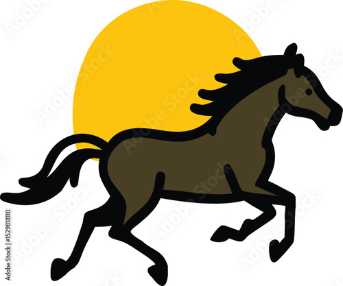 Silhouette of a Running Horse at Sunset