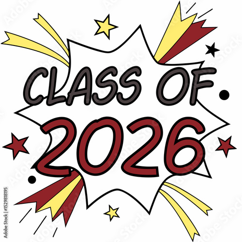 Class of 2026 graduation announcement design comic style