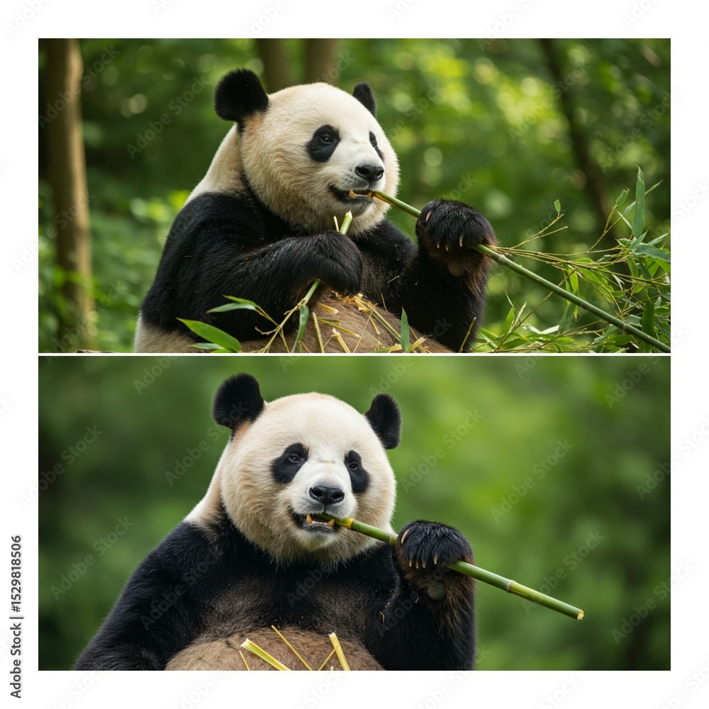 Fototapeta premium set of two images of panda World Wildlife Day March 3 World Animal Day October 4 