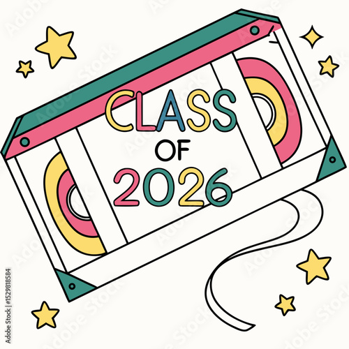 Class of 2026 retro cassette tape graduation design