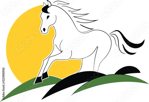 Silhouette of a Running Horse at Sunset