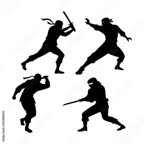 Karate Man Vector Silhouette – Martial Arts Fighter Clip Art in Action Pose