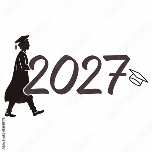 Graduate 2027 silhouette design walking towards year