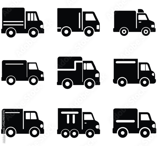 Vector illustration of various delivery trucks
