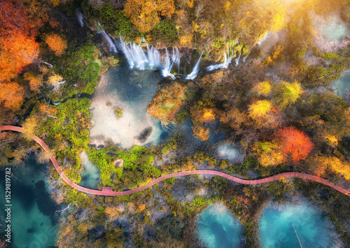 Aerial view of waterfall in...