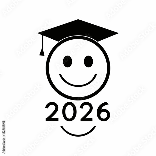 Happy graduation 2026 smiley face icon design