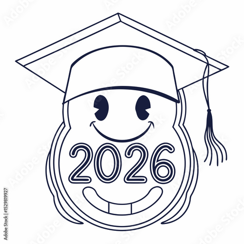 Happy graduation 2026 smiley face mascot design