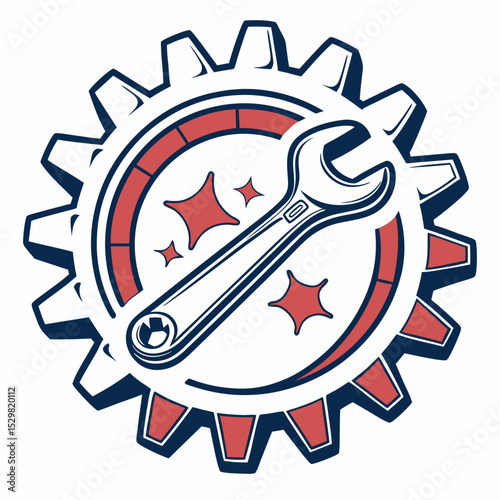 Wrench and gear logo design mechanical repair service