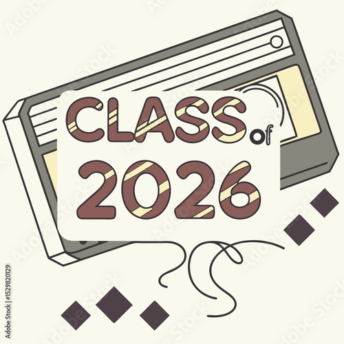 Class of 2026 retro cassette tape graduation design element