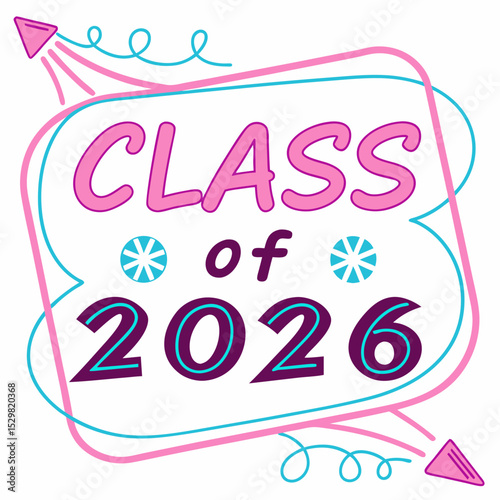 Class of 2026 graduation design pink purple teal