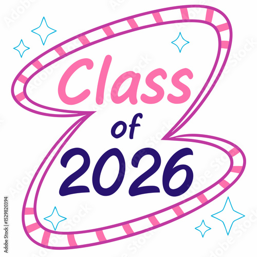 Class of 2026 graduation design pink purple stars
