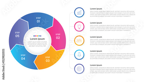 Modern Horizontal progress bar featuring 5 shaped elements, symbolizing the five stages of business strategy and progression. Clean timeline infographic design template. Vector for presentation