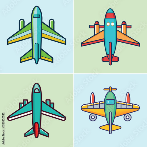 Flat Air plane Illustration  Modern Commercial Aircraft for Travel and Aviation