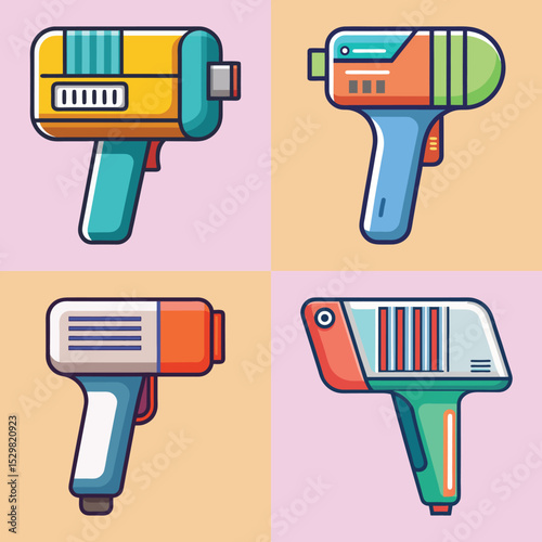 Flat Barcode Scanner Illustration Retail and Inventory Management Device