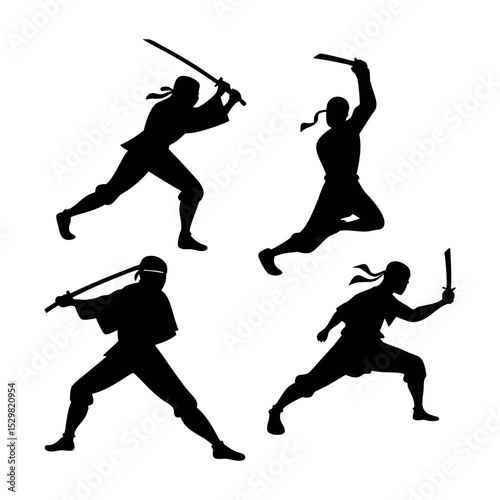 Karate Man Vector Silhouette – Martial Arts Fighter Clip Art in Action Pose