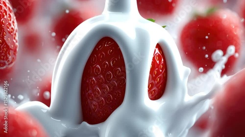 Strawberries in milk splash
