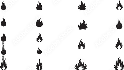 Abstract black fire flame and floral swirl elements vector illustration set
