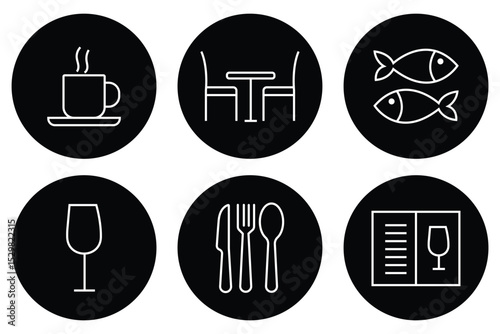 Catering icon set. Fork, knife, plate and spoon. Menu symbol. Restaurant icon. cutlery icon set. vector illustration on white background eps 10.