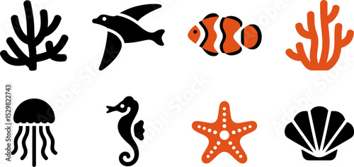 A vibrant vector illustration of an abstract underwater world featuring playful cartoon fish, hand prints, and hand-drawn floral patterns
Abstract vector illustration with hand prints and hand-drawn t