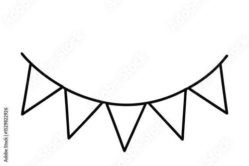 Simple line drawing of a festive bunting banner