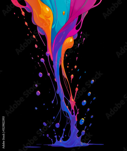 Descending Abstract Energy Vortex with Pink and Purple