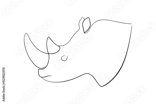 Single line drawing of a rhinoceros head