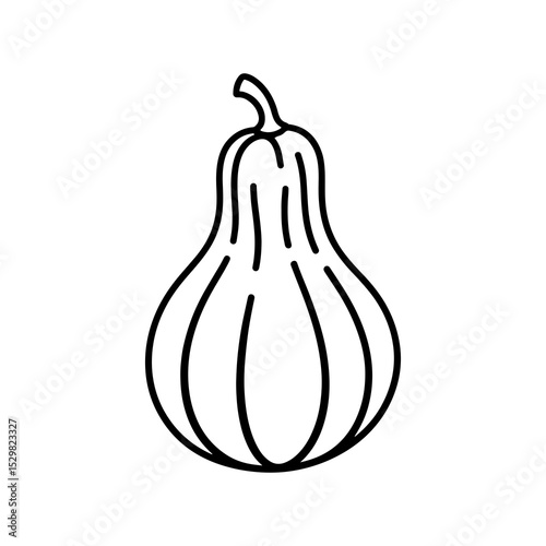 Line art illustration of a single gourd