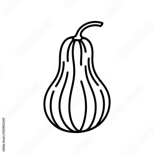 Line art illustration of a gourd vegetable