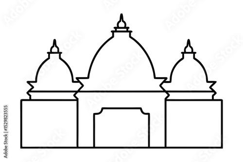 Simple line drawing of a three domed building