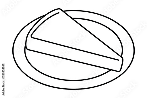 A line drawing of a slice of cake on a plate